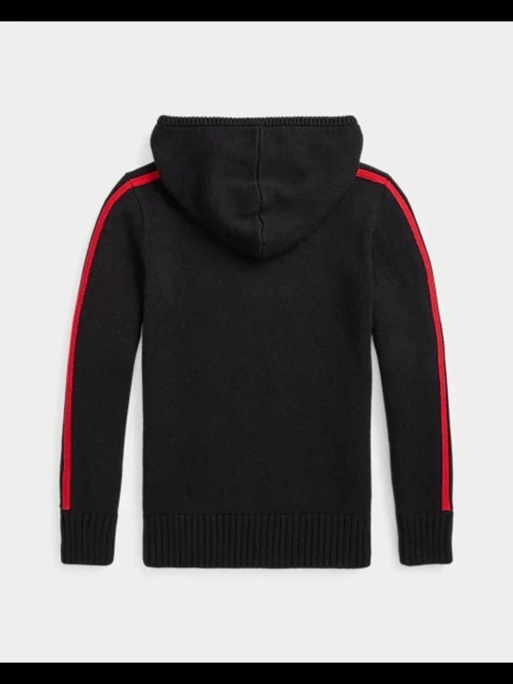 Polo by Ralph Lauren Black Knit Hoodie with Red Trim and Ski Bear - Picture 2 of 10
